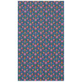 Chic Rangoli Flowers Polka Dots on Blue Tablecloth Tafelkleed