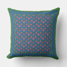 Chic Rangoli Flowers, Polka Dots Pillow of Cushion Kussen
