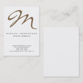 Chic Raw Umber Brown Monogram White Visitekaartje (Voorkant / Achterkant)