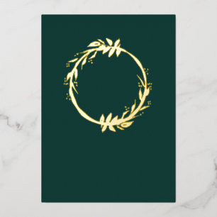 Chic Real Gold Foil Foliage Emerald Green Wedding Folie Uitnodiging