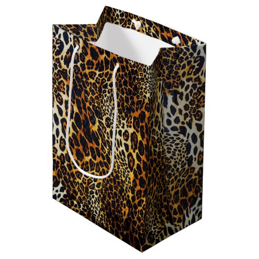 Chic Realistic Jaguar Pattern Whimsical™ Medium Cadeauzakje (Voorkant Gekanteld)