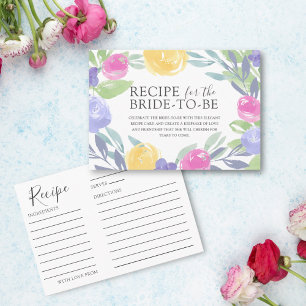 Chic Recept voor de bruid te zijn Floral Waterverf Informatiekaartje