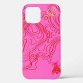 Chic Red Bee Monogram Hoesje-Mate iPhone Case (Achterkant)