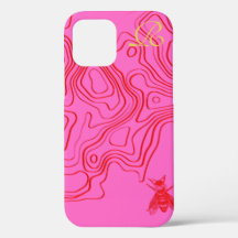 Chic Red Bee Monogram Hoesje-Mate iPhone Case