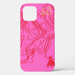 Chic Red Bee Monogram Hoesje-Mate iPhone Case