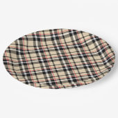 Chic Red Beige Black Squares Tartan Pset Patroon Papieren Bordje (Gekanteld)