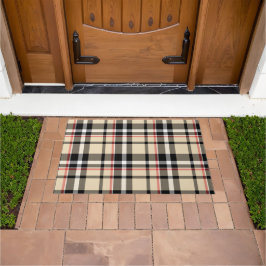 Chic Red Beige Black White Pset Stripes Pattern Deurmat