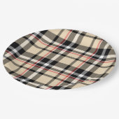 Chic Red Beige Black White Pset Stripes Pattern Papieren Bordje (Gekanteld)