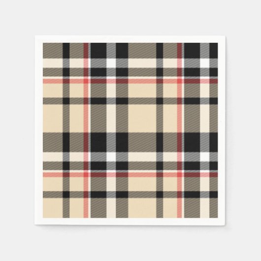 Chic Red Beige Black White Pset Stripes Pattern Servet (Voorkant)