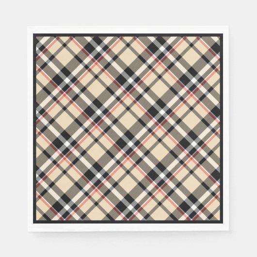 Chic Red Beige Black White Pset Stripes Pattern Servet (Voorkant)