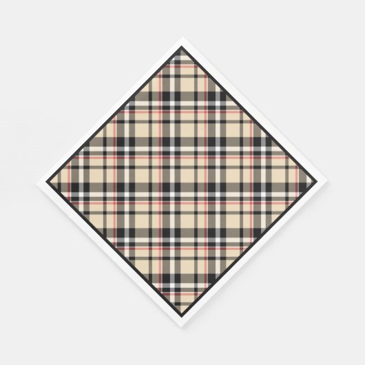 Chic Red Beige Black White Pset Stripes Pattern Servet (Hoek)