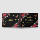 Chic Red Black Bloemen Vlinders Quinceanera Goud Gastenboek (Volledig)