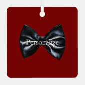 Chic Red Black Bow Tie Personalized Metalen Ornament (Voorkant)