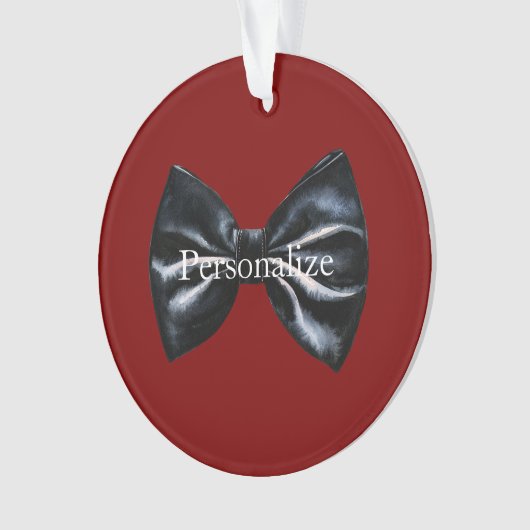 Chic Red Black Bow Tie Personalized Ornament (voorkant)