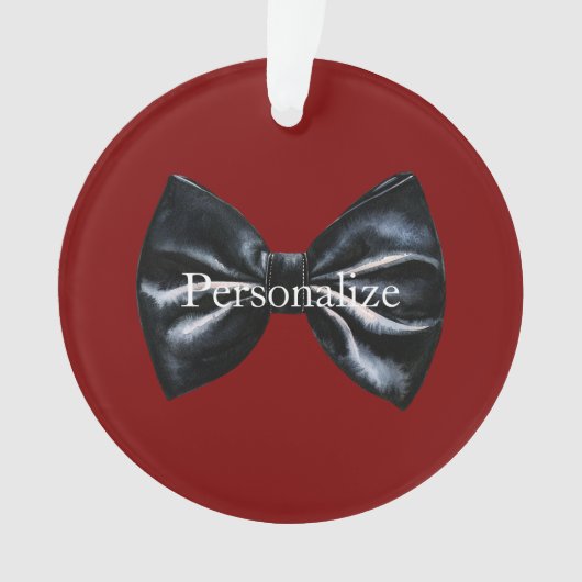 Chic Red Black Bow Tie Personalized Ornament (voorkant)