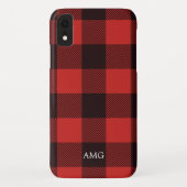 Chic Red & Black flatel Monogram geplakt Case-Mate iPhone Case (Achterkant)