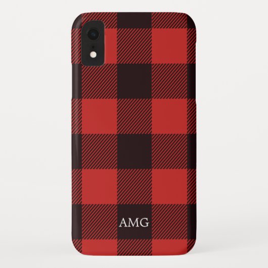 Chic Red & Black flatel Monogram geplakt Case-Mate iPhone Case (Achterkant)