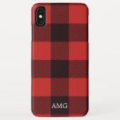 Chic Red & Black flatel Monogram geplakt Case-Mate iPhone Case (Achterkant)