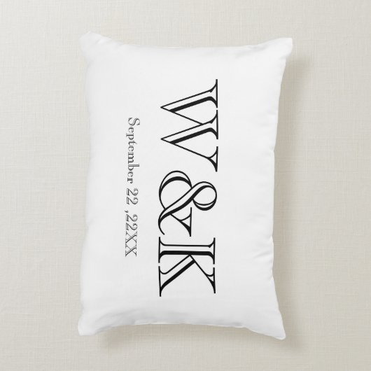 Chic red black monogram wedding keepsake  accent kussen (Achterkant (Verticaal))