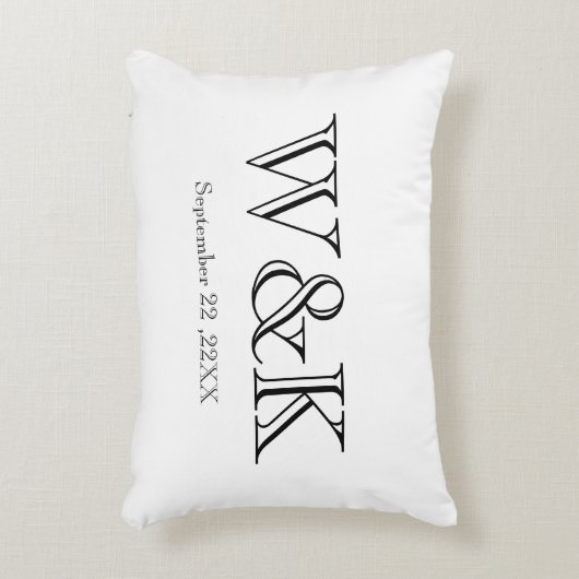 Chic red black monogram wedding keepsake  accent kussen (Voorkant(Verticaal))