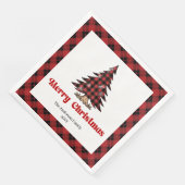 Chic Red Black Plaid Christmas Napkin Personalized Servet (Hoek)
