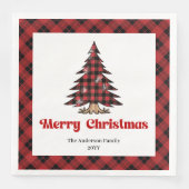 Chic Red Black Plaid Christmas Napkin Personalized Servet (Voorkant)