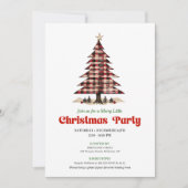 Chic Red Black Plaid Christmas Party Invitation Kaart (Voorkant)