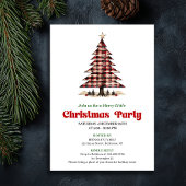 Chic Red Black Plaid Christmas Party Invitation Kaart
