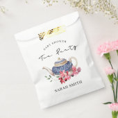 Chic Red Blue Floral Teapot Baby shower Tea Party Bedankzakje (Gezegeld)