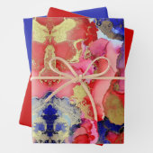 Chic Red Blue Wrapping Paper Sheets (In situ)