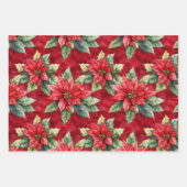 Chic Red Bow Floral Christmas Inpakpapier Vel (Voorkant 2)