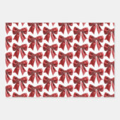 Chic Red Bow Floral Christmas Inpakpapier Vel (Voorkant)