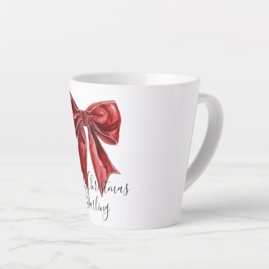 Chic Red Bow Personalized Christmas Latte Mok (Rechterhoek)