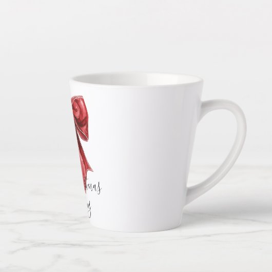 Chic Red Bow Personalized Christmas Latte Mok (Rechts)