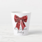 Chic Red Bow Personalized Christmas Latte Mok (Voorkant)