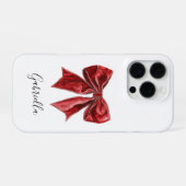 Chic Red Bow Personalized iPhone Hoesje (Achterkant horizontaal)