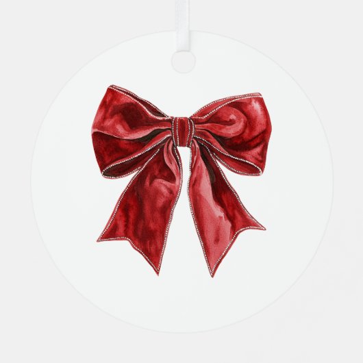 Chic Red Bow Personalized Metalen Ornament (Achterkant)