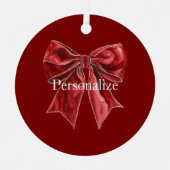 Chic Red Bow Personalized Metalen Ornament (Voorkant)