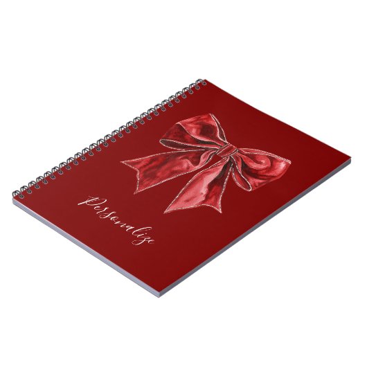 Chic Red Bow Personalized Notitieboek (Linkerzijde)