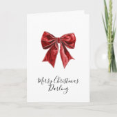 Chic Red Bows Christmas Kaart (Voorkant)