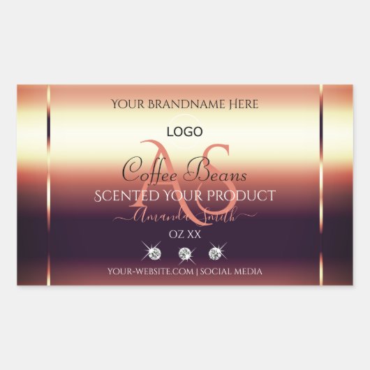 Chic Red Brown Product Labels juwelen Initialen Lo (Voorkant)