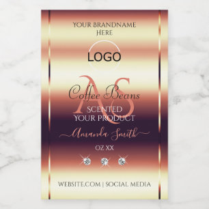 Chic Red Brown Product Labels juwelen Initialen Lo Voedselcontainer Etiket