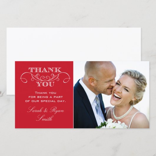 Chic Red bruiloft foto Dank u kaarten (Voorkant / Achterkant)