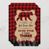 Chic Red Buffalo geplakt Derde verjaardag Uitnodig Kaart (Voorkant / Achterkant)