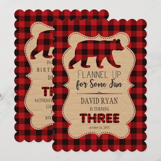 Chic Red Buffalo gespeeld Verjaardag DRIE Custom Kaart (Voorkant / Achterkant)