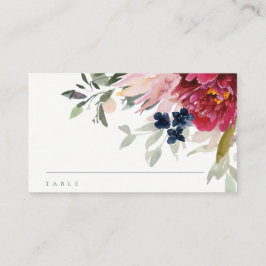 Chic Red Burgundy Blush Blue Gold Floral Baptisme Plaatskaartje