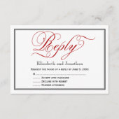 Chic Red Calligraphy Script Wedding Reply Kaart (Voorkant)