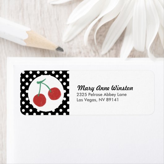 Chic Red Cherry Polkadot Birthday Baby shower Etiket (Insitu)