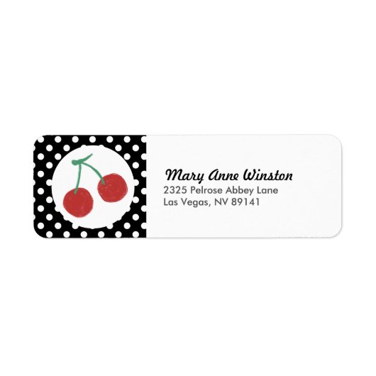 Chic Red Cherry Polkadot Birthday Baby shower Etiket (Voorkant)