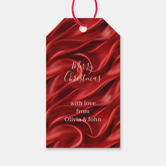 Chic Red Christmas Cadeaulabel (Voorkant)